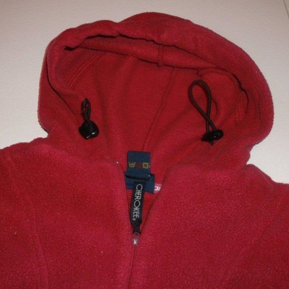 VINTAGE Red Fleece Hooded Sweater Cape Girl Medium - Picture 4 of 4